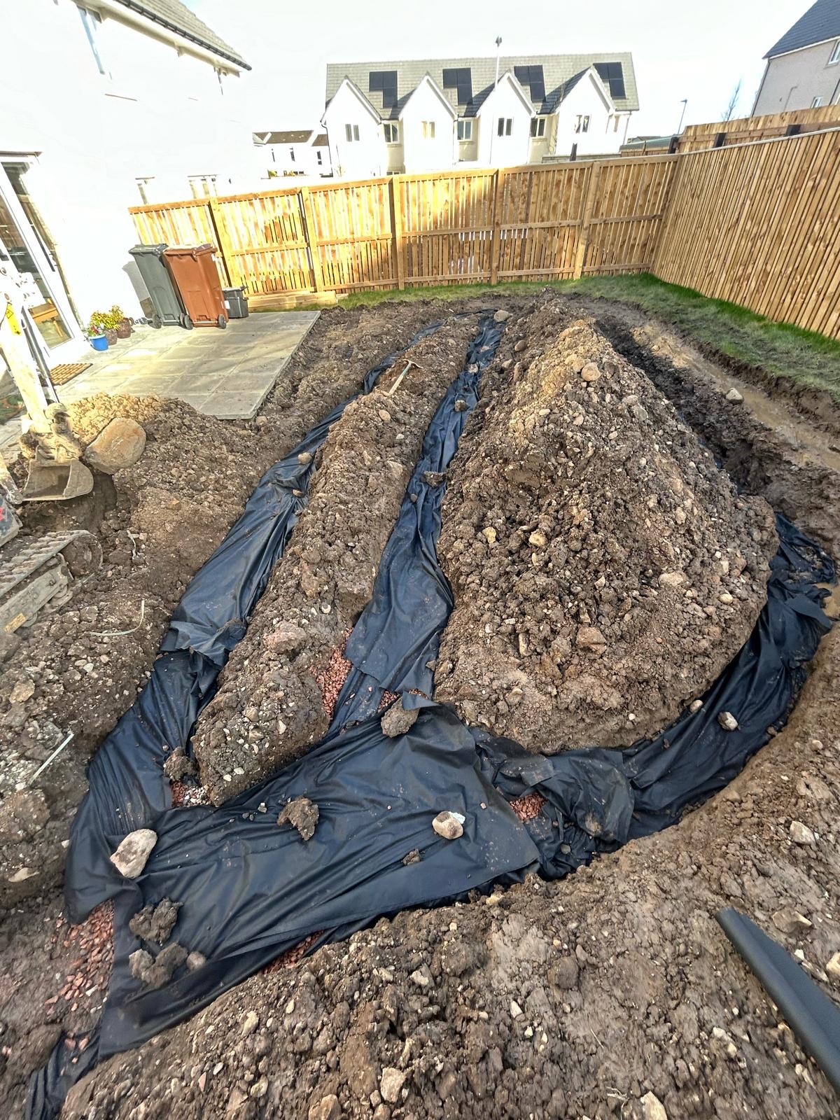 French drain installation in Bathgate new build